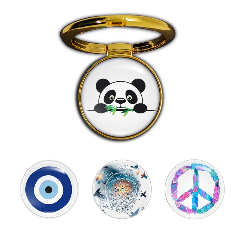 Image of 4-in-1 Metallic Mobile Back Ring Holder | Strong Grip for Phone & Back Cover | 4 3D Logo Magnets | 360 Adjustable Stand