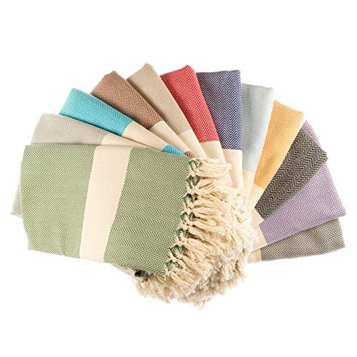Ray Silver Herringbone Turkish Towel 100% Cotton Peshtemal Soft Feel 71X40(100X180 Cm) Light Weight Travel Camping Bath Sauna Beach Gym Pool Blanket Quick Dry Oversized Towels(Pistachio Green)… #TOP5