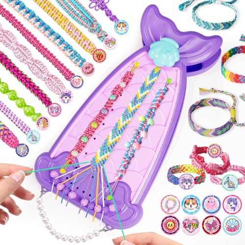 Euclidean Cube 2-in-1-Freundschaftsarmband Selber Machen Kunst und Handwerk für Kinder im Alter von 6-12 Jahren Schmuck-Armband-Bastelset für Kinder Geburtstagsgeschenk (Lila)