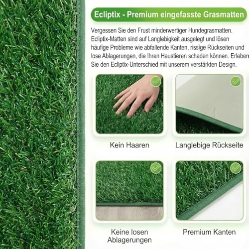 Hundetoilette Hundeklo, Indoor Hundetoiletten mit 2 Pcs Kunstrasen Welpentoilette Trainingsunterlage Hunde Toilette mit Gras Anti-Rutsch & verhindert Absplittern für Kleine Mittelgroß Hunde