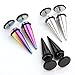 Jovivi 6pcs Mixed Colors 16G Punk Stainless Steel Taper with O ring Fake Cheater Ear Plug Earrings Look 4G 0G 00G Gauge