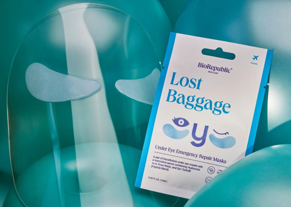 BioRepublic Máscara de reparación de emergencia para equipaje perdido debajo de los ojos, reduce la apariencia de líneas debajo de los ojos, hinchazón y ojeras, 6