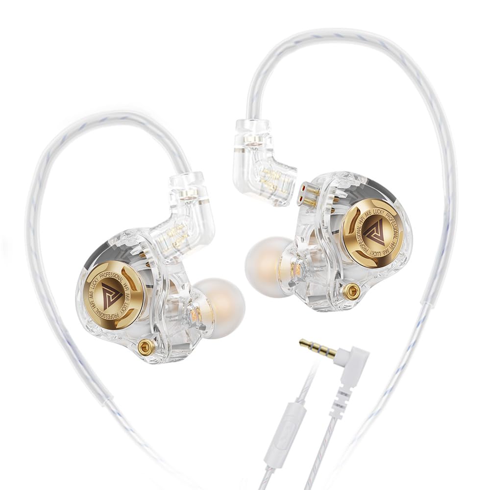 Qkz Ak6 Lucky - Monitor intraural, auriculares con cable de alta fidelidad, sonido sintonizable, auriculares para juegos con interruptor de ajuste de 3 niveles, cable desmontable para