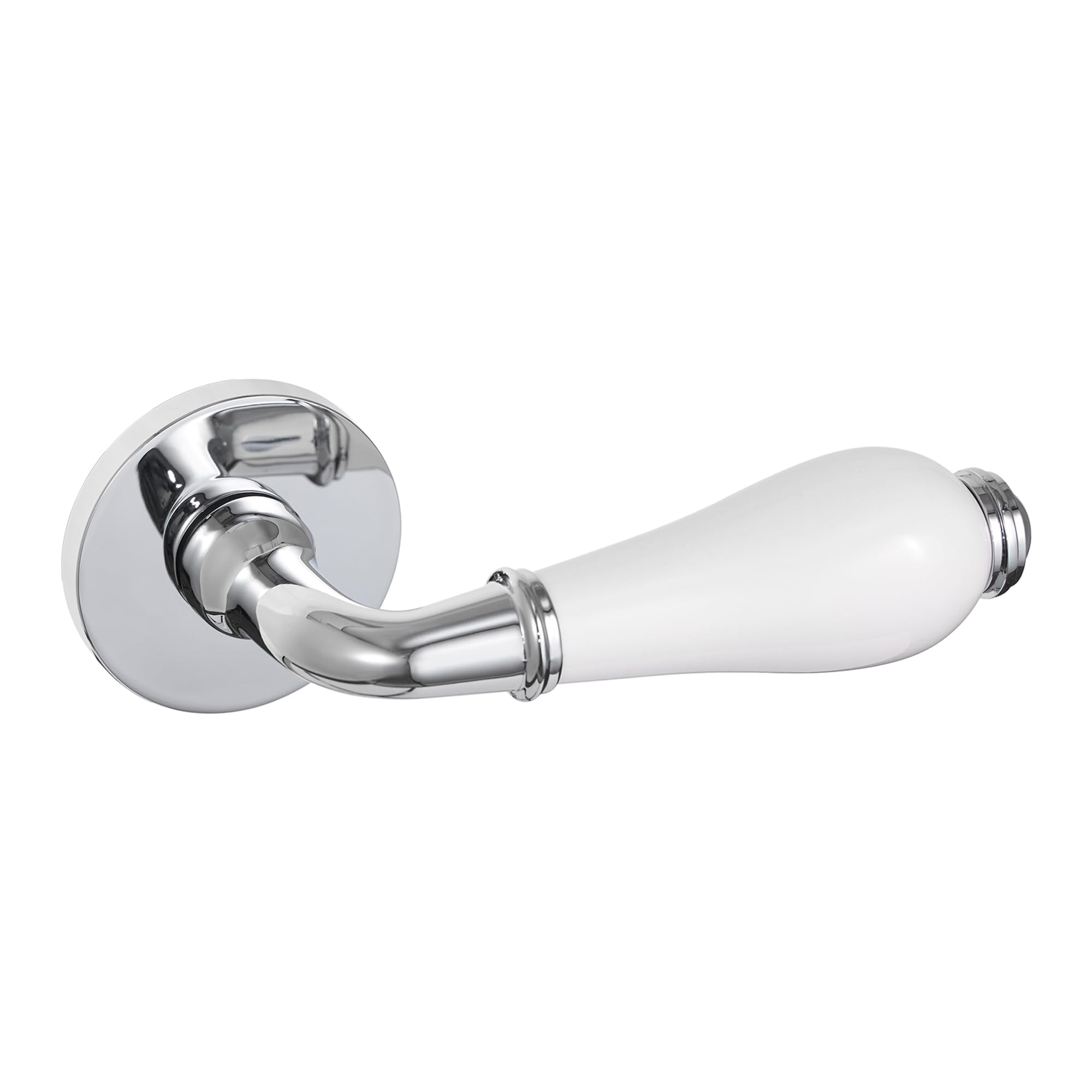 Gavroche Poignées de porte avec éléments en porcelaine - Ferrure de porte chromée polie - Poignée de toilette - Pour salle de bain - 1 jeu de poignées avec matériel de fixation