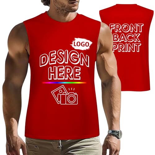 Custom Mens Sleeveless Shirt Personalized Mens Sleeveless Tank Design Your Own Image Logo Text Tank Top for Gifts Dad2