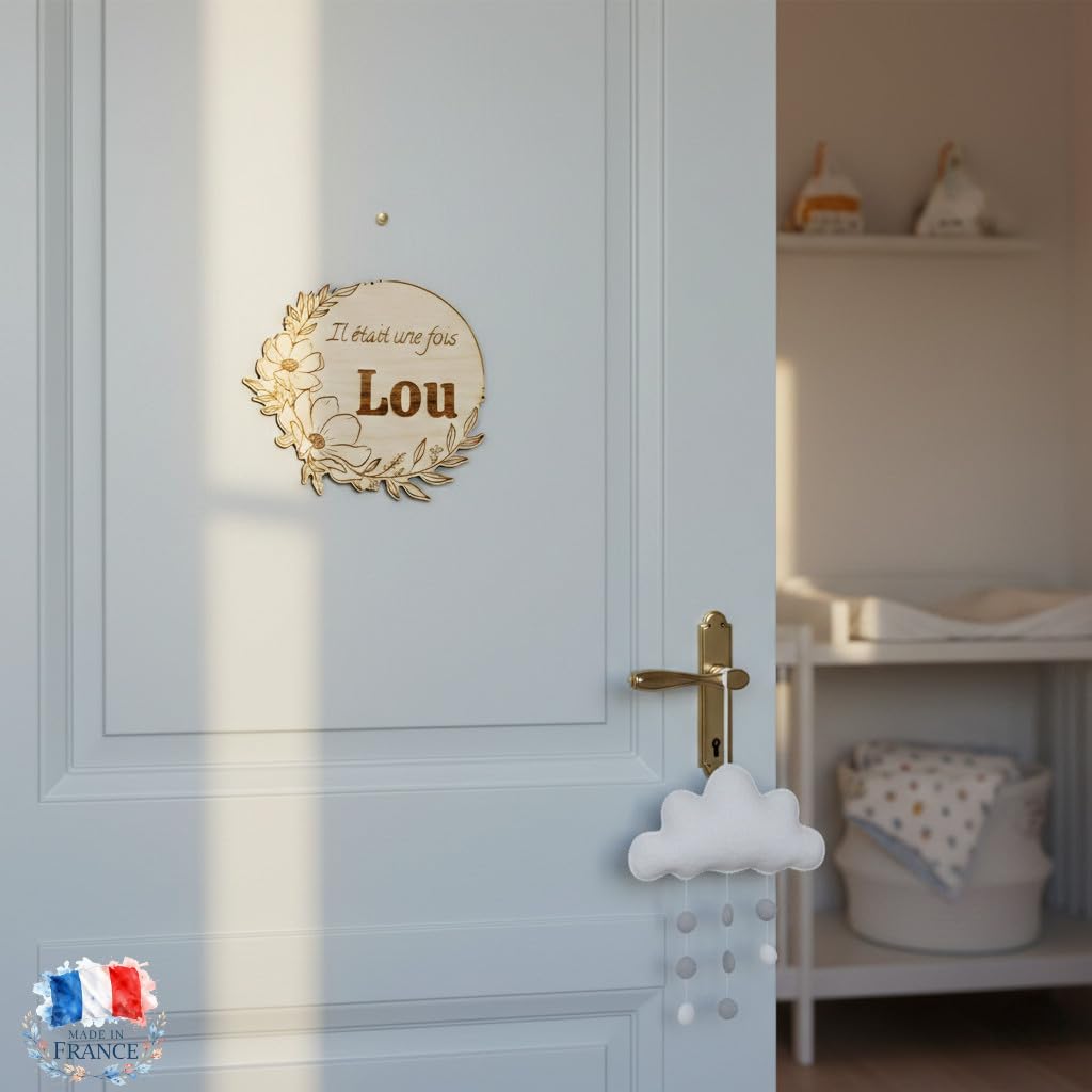 Plaque de Naissance Personnalisée en Bois - Carte Étape Annonce Bébé "Il était une fois" - Décoration Chambre Gravée 15cm - Cadeau de Naissance Unique