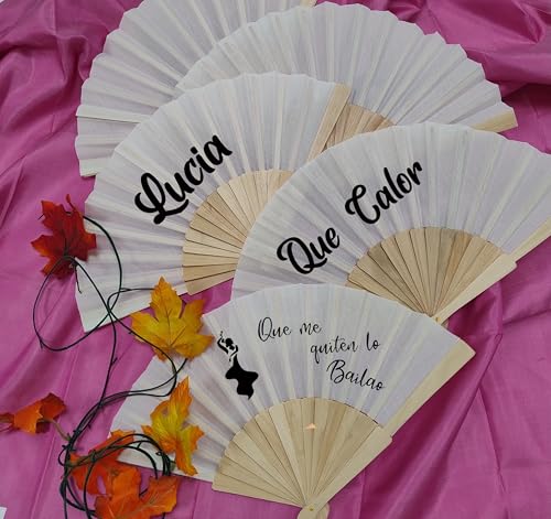 Variante de Susana Escribano abanicos personalizados madera y tela 42,5×23 cm