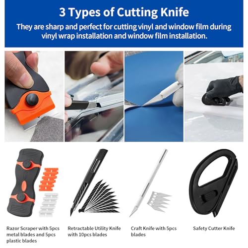 28 Pcs Car Window Tint Tools Kit Vinyl Wrap Tool Window Tint Squeegee Tools Vehicle Glass Protective Film Installation Kit Automotive Window Film Tinting Kit - Image 6