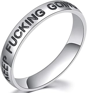 4mm Stainless Steel Keep Fucking Going Mantra Insprational Graduation Wedding Band Ring