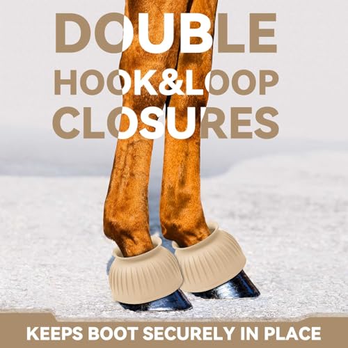 Image of Abbylike Bell Boots for Horses 1 Pair /2 Pair Available, Protect Against Hoof Impact Trauma, Rubber Bell Boots Horse Care for Turnout, No Rub Design Wrap Hook and Loop