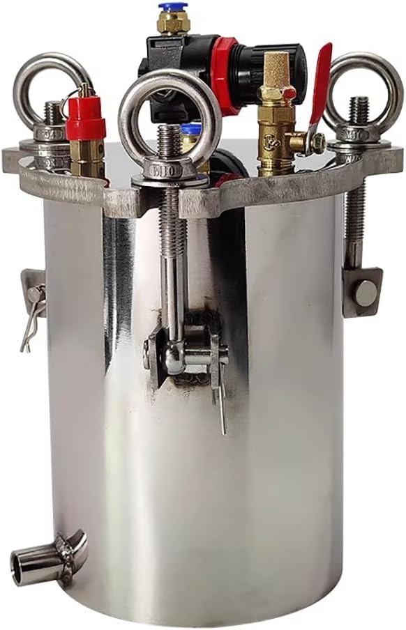 5L Stainless Steel Side Discharge Dispenser Pressure Tank Fluid Dispensing Bucket with Safety Regulating Valve Max Pressure 8Bar