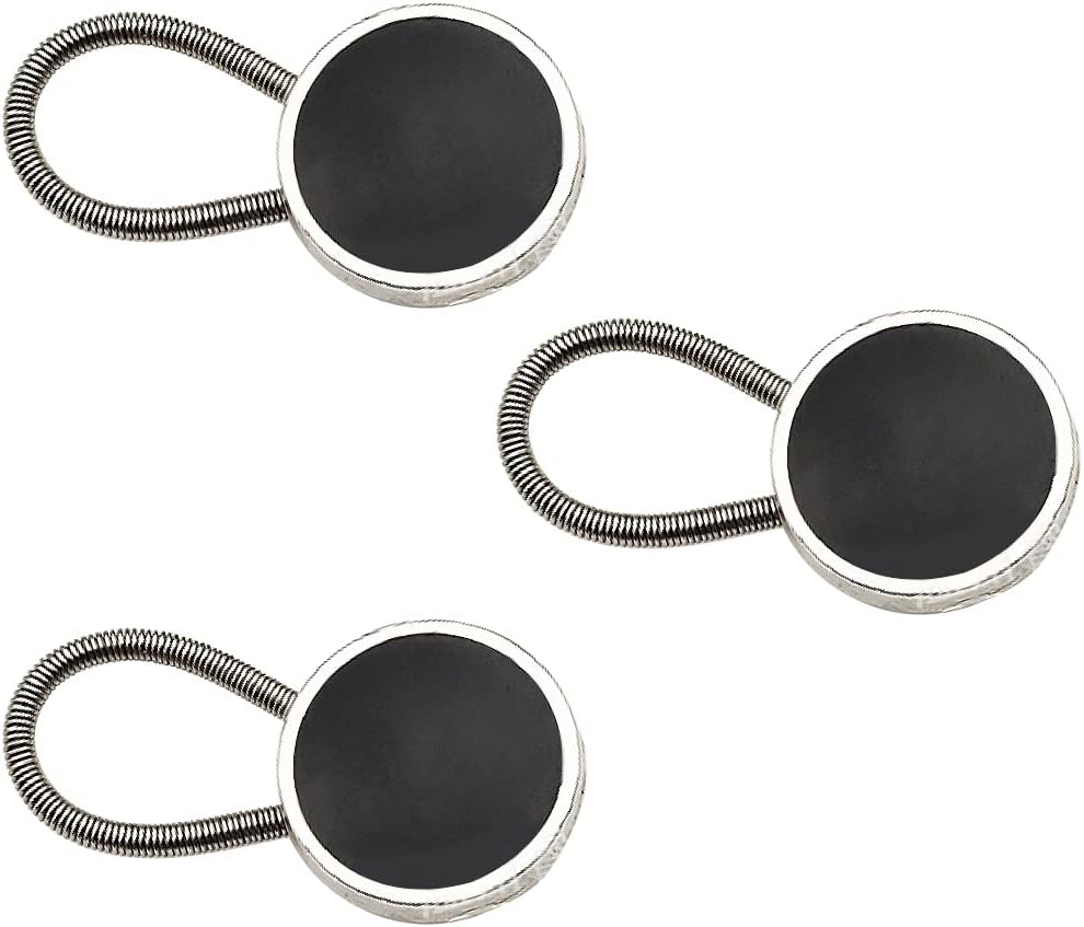 JagowaJagowa 3PCS Collar Extenders Elastic Button Metal Neck Extenders for Shirt Pants Dress Coat(Black)