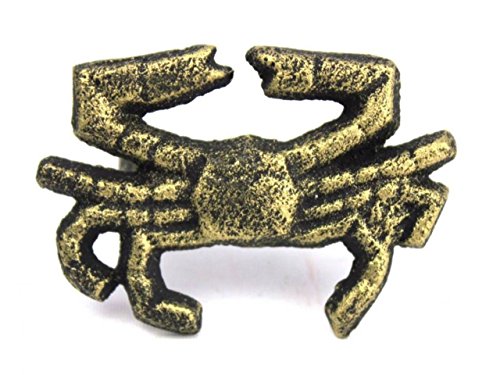 Hampton Nautical Cast Iron Crab Napkin Ring, 2.5", Antique Gold