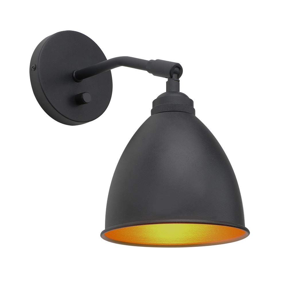 Yosoan Industrial Loft Metal Wall Light, Dimmable Switched Sconce Wall Light, E27 Vintage Wall Lamp for Living Room Kitchen Bedroom Restaurant Cafe Bar (Black)