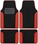 BDK Red Carpet Car Floor Mats – Two-Tone Faux Leather Automotive Floor Mats, Included Anti-Slip Features and Built-in Heel Pad, Stylish Floor Mats for Cars Truck Van SUV