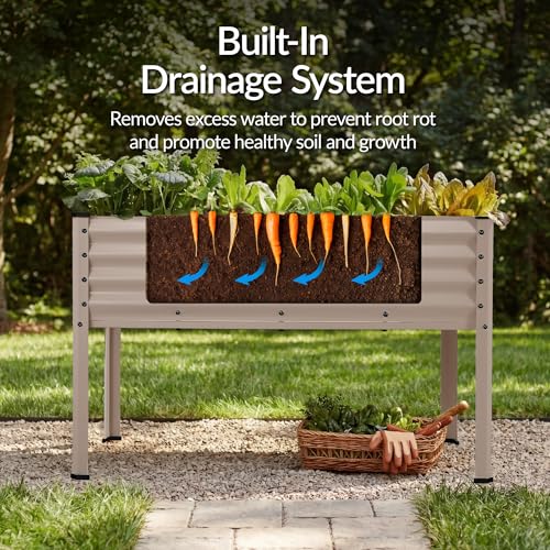 Image of Best Choice Products 48x24x30in Galvanized Raised Garden Bed, Metal Elevated Planter Box, Vegetable Garden for Backyard, Patio, Balcony, 100% Non Toxic Materials - Taupe
