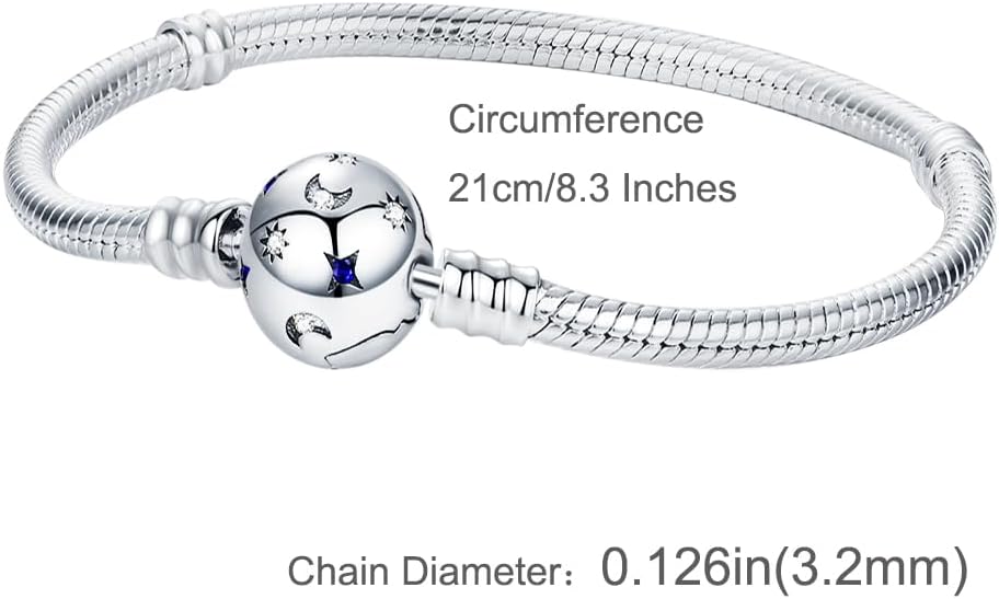 KEQ 925 Sterling Silver Charm Bracelet for Pandora Charms Snake Chain Bracelet Fit Any Charm Gift for Women - Image 2