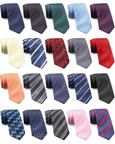 Suhine 20 Pack Men Neck Ties Men's Necktie Classic Silk