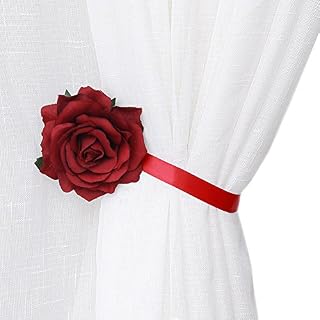 YING CHIC YYC 1Pair Rose Flower Magnetic Curtain Tieback Wedding Curtain Buckle Drapey