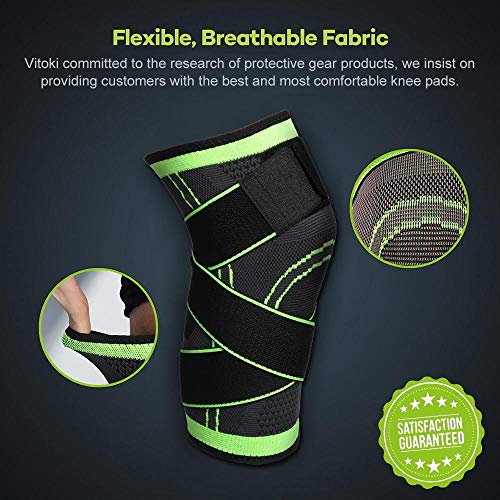 image for Vitoki Knee Compression Sleeve for Men Women Knee Brace Supports for B