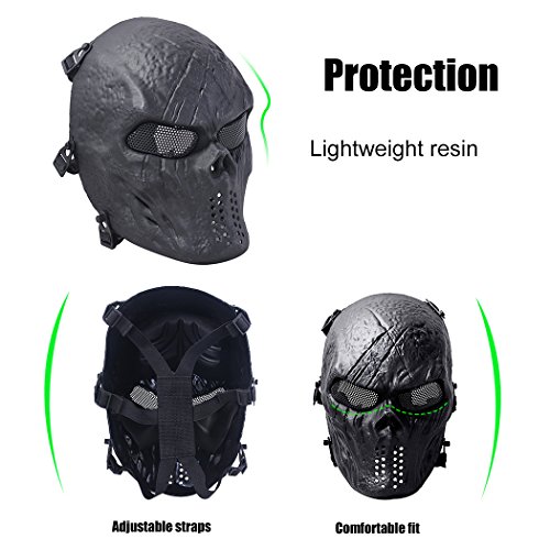 Coxeer Máscara de Caveira Deluxe Overhead Cs War Game Mask (Preta)