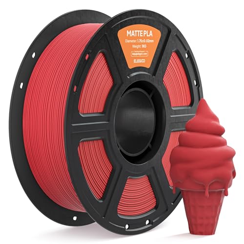 ELEGOO Matte PLA 3D Printer Filament 1.75mm Ruby Red 1KG, Matte Finish