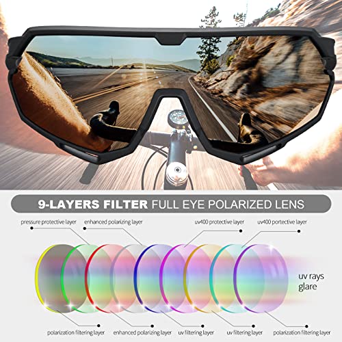 Carfia Polarized Cycling Glasses Sport Sunglasses For Men 100% Uv Blocking Mountain Bike Goggles #TOP3