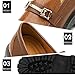 Men's Leather Platform Penny Loafers with Metal Embellishments Fashion Round Toe Lug Sole Business Wedding Shoes Driving Dress Work Shoes (Brown,11)