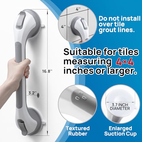 image for LEVERLOC Grab Bars for Bathtubs and Showers, Shower Handle 17 Inch Str