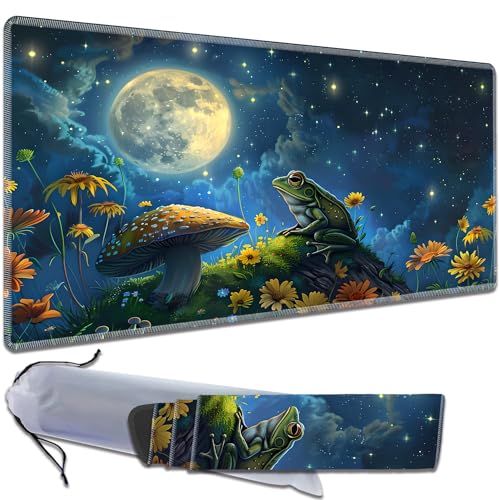 MTG Playmat, Smooth Surface Game Play Pad MTG TCG 24 x 14 inch with Storage Bag, Non-Slip Mouse Pad Card Fighting Game, Frog Mushroom