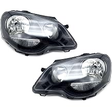 LH+RH Black Headlights w/Motor Suitable for Volkswagen Polo GTI 2005-2010