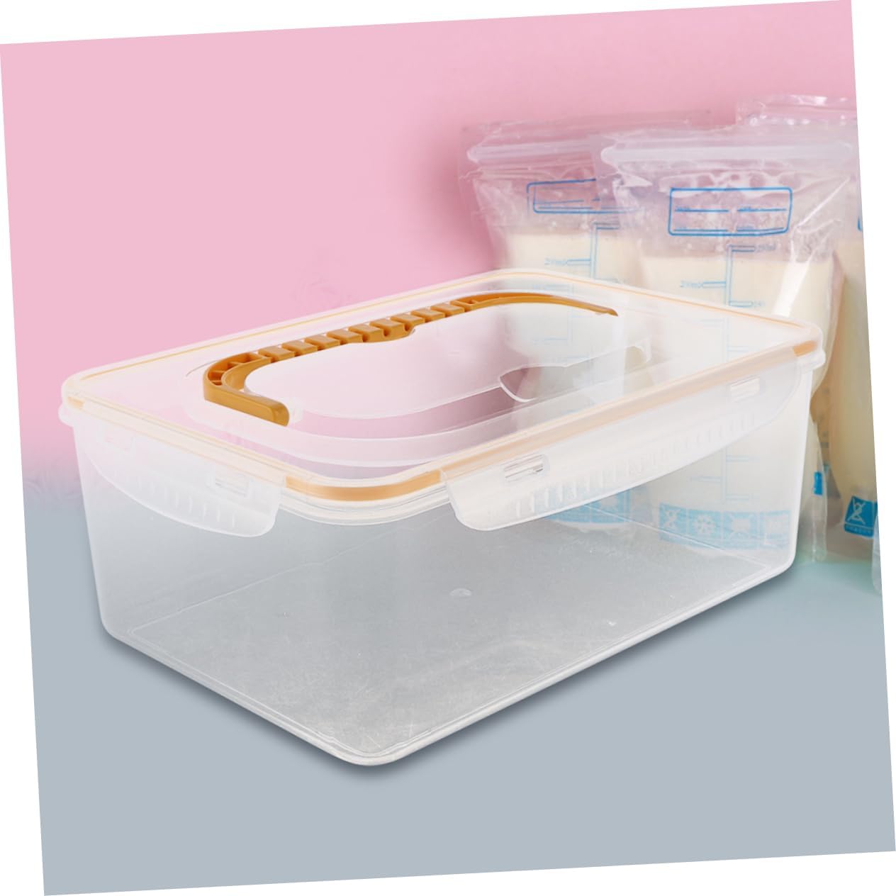 BESTYASH 2pcs Breastfeeding Accessory Freezer Milk Storage Organizer Leakproof Square Milk Storage Box Lid