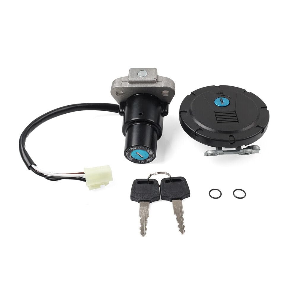 Motorcycle Ignition Switch Lock Set w/Keys - Igntiton Swtich(4-Wires) Fuel Gas Tank Cap for Kawasaki KLR650 KLR 650 2008-2018