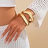 Salircon Gold Bangle Bracelets for Women Gold Wide Chunky Cuff Bracelets Trendy Hinged Cuff Open Wide Chunky Bracelet Irregular Minimalist Jewelry #2