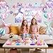 NKPDAXM Mermaid Birthday Decorations – Includes Banner, Backdrop, Foil & Latex Balloons, Hanging Swirls, Cake & Cupcake Toppers, Honeycomb Centerpieces for Girls Mermaid Party Decorations