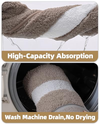 Image of Color&Geometry Extra Soft Bathroom Rugs 36x24, Absorbent Microfiber Bath Rug, Non-Slip Bathroom mat, Washable Plush Bath Mats for Bathroom, Shower, Bathtub, Laundry, Taupe White