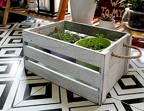 Slpr Wooden Crates For Decoration And Storage (Set Of 3, Rope Handles): Rustic White Wood Crate Boxes For Display, Small Distressed Farm Bin, Prop Boxes For Photography, Craft Storage #TOP1