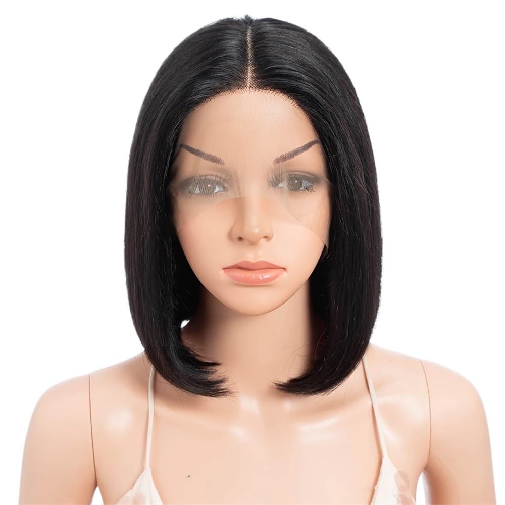 xiuling4568 Colored Short Straight Bob 13x1 T Lace Front HumanHair Wigs for Women Glueless Brazilian Remy Hair Wigs Hairs Extensions(Natural black,10 inch)