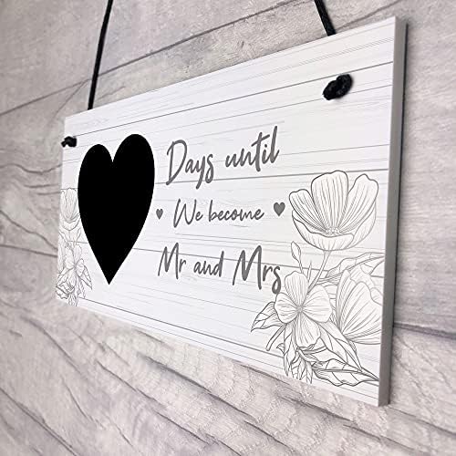 RED OCEAN Days Until We Become Mr And Mrs Hanging Sign Wedding Gift Countdown Sign Keepsake