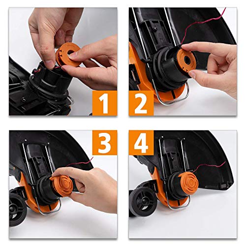 Thten Wa0010 Edger Spools Replacement For Worx Wg180 Wg163 Weed Wacker Eater String With Wa6531 Gt Spool Cover 50006531 String Trimmer Refills 10Ft 0.065"(6 Spool, 2 Cap) #TOP5