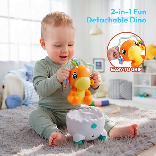 lalalark JOVA 2-in-1 Dinosaur Crawling Baby Toys, Moving Musical Tummy Time Toys with Obstacle Avoidance, Educational Learning Toddler Toys & Light Sound, 1st Birthday Gift for Boys Girls - image 2
