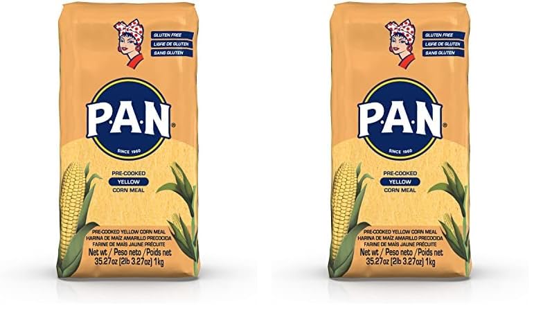 P.A.N. Yellow Corn Meal – Pre-cooked Gluten Free and Kosher Flour for Arepas (2.2 lb/Pack of 2)