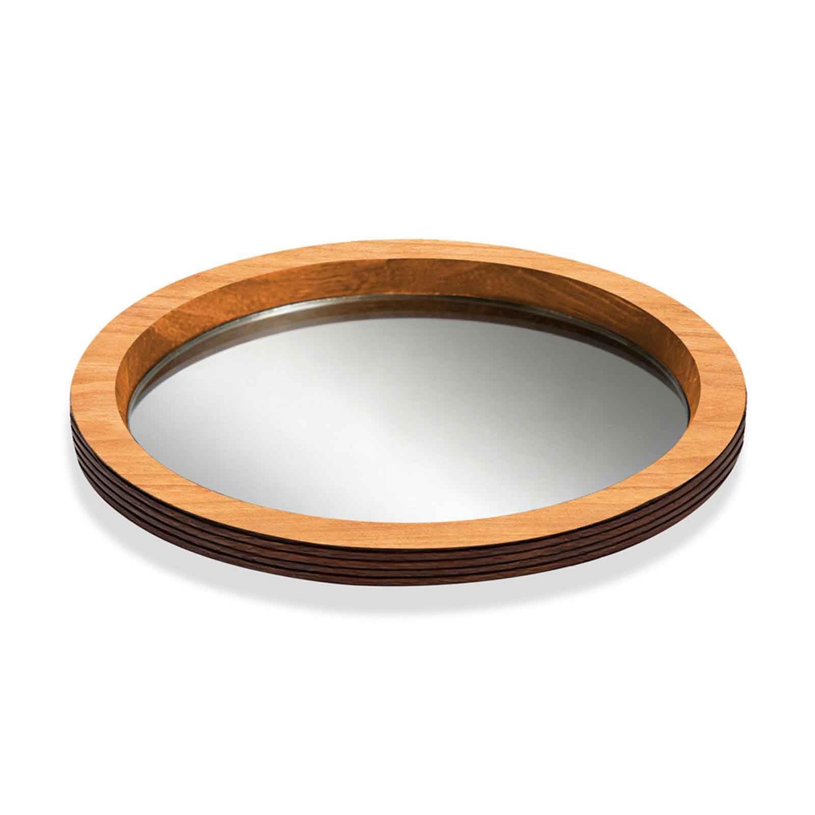 Adfltfc D Roun Natural Woo Serving Tray With Mirror, Rustic Wooden Tray For The Coffee Table, Ining Table, Or Any Table Top(D)