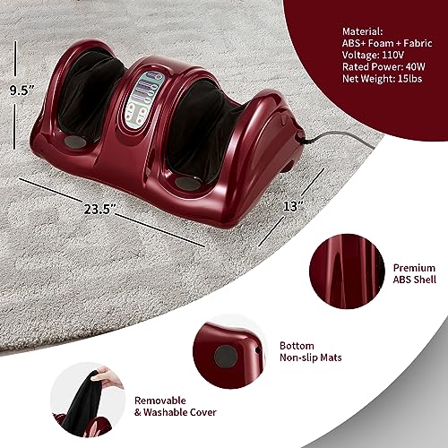 Image of Giantex Shiatsu Foot Massager Machine, Deep Kneading Rolling Massage for Feet, Leg Calf Ankle, Electric Massager w /Remote, 4 Massage Modes, Burgundy