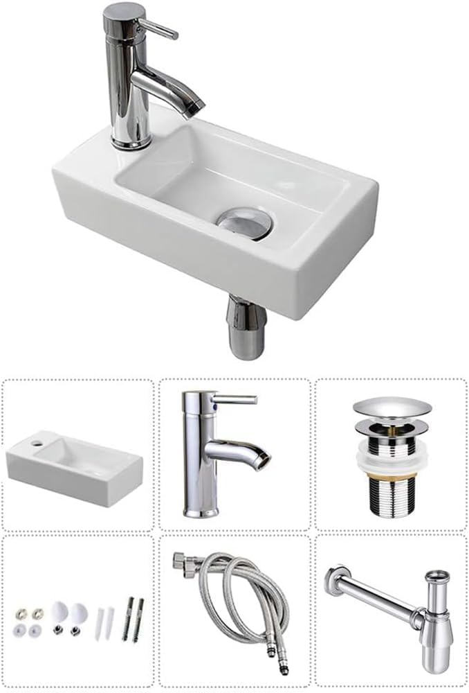 Amazon | 【排水セット付き】 手洗い器 壁掛け 手洗器 陶器 洗面ボウル