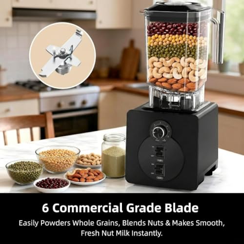 Image of AIZIYO Professional Blender for Smoothies, 60 oz BPA-Free Pitcher, 2200W Peak Watts,Blenders for Kitchen, Dishwasher Safe,Programs for Frozen Drinks & Nutrient MilkShakes & Nut Milk, Black
