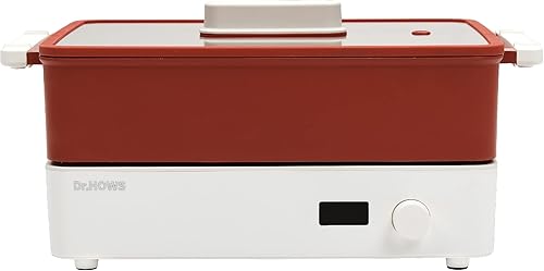 Dr.HOWS Doran Doran - Sartén eléctrica 3 en 1, combinación de múltiples cocciones, parrilla rectangular y parrilla con revestimiento antiadherente