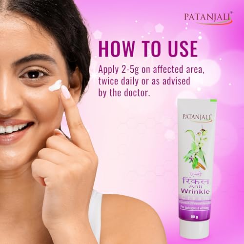 Image of Patanjali Anti Wrinkle Cream, Natural Herbal Cream for Smoother and Nourished Skin pack of 2 50g each
