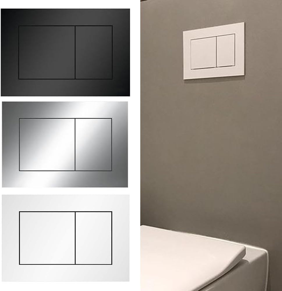 Water saving flush button, Toilet Flush Button Panel,Dual Plate, Invisible Work,For TECE 9240401 9240407 9240417)(Black(9240407))