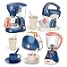Veluoess Électroménager pour Enfants Kit de Cuisine pour Enfant avec Cafetière, Mixer, Blender, Un Grille-Pain et Autres Accessoires de Cuisine Jouet Set Petit-Déjeuner pour Enfantà Partir de 3 Ans